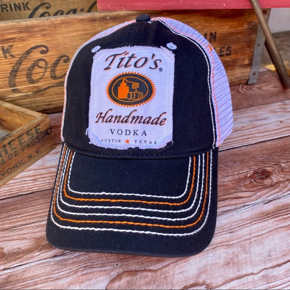 🆕🆕✨ TITO'S VODKA AUSTIN TX RETRO ADJ MESH TRUCKER HAT WITH PATCH O/S NWT - Picture 9 of 9